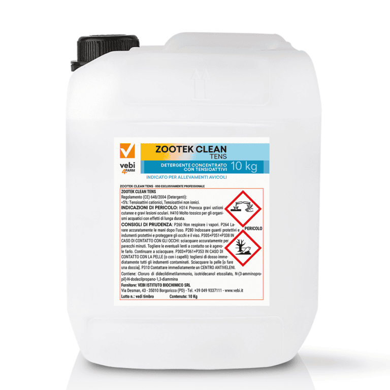 Tanica contenente detergente liquido ad uso zootecnico di Vebi4FARM