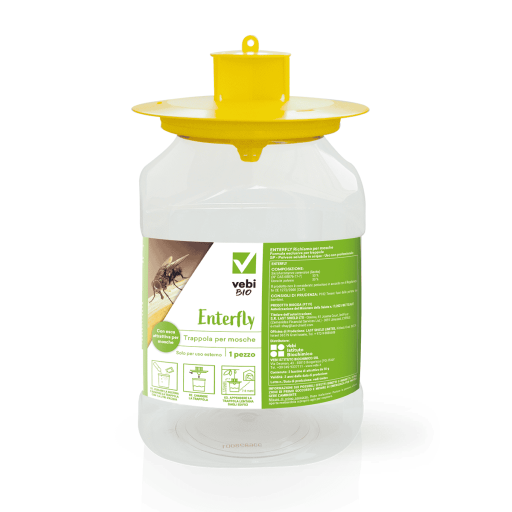 Trappola per mosche riutilizzabile con attrattivo di Vebi4FARM