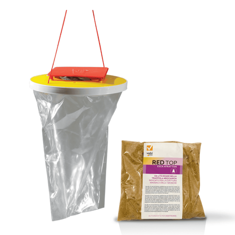 Trappola meccanica con esca alimentare per la cattura delle mosche di Vebi4FARM