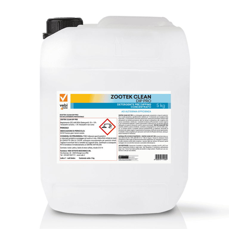 Tanica di detergente igienizzante concentrato per la pre-mungitura di Vebi4FARM